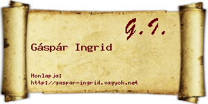 Gáspár Ingrid névjegykártya